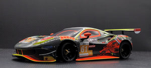 GL-Racing 98mm Ferrari 488 GT3 Body (Grey/Orange)