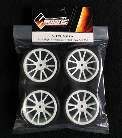 Solaris 28J Pre Glued High Performance Tyre Set (White Spoke)